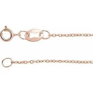 10K Rose 1 mm Diamond-Cut Cable 16" Chain 