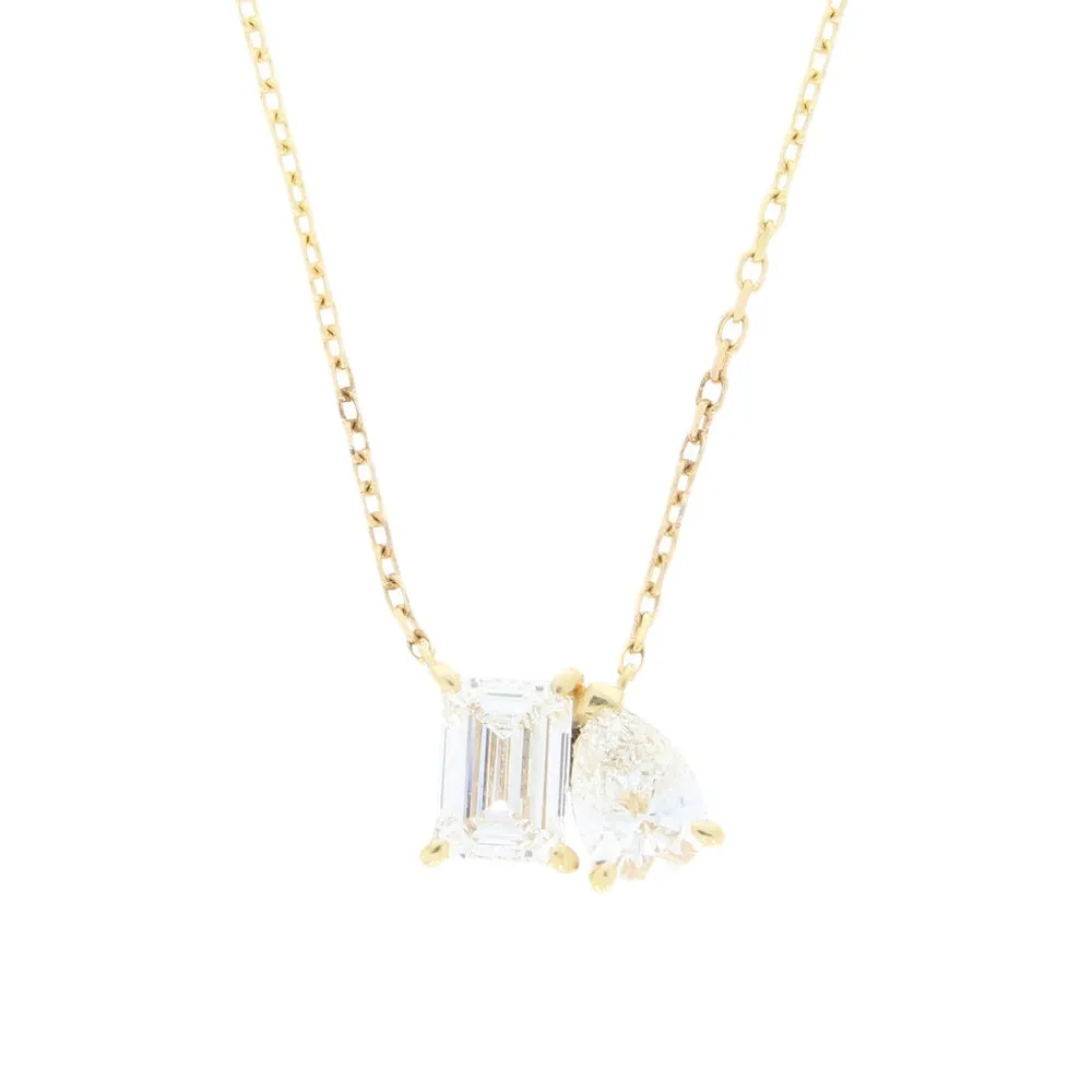 14ct Gold Toi Et Moi 1.70cts Lab Grown Diamond Pendant and Chain 