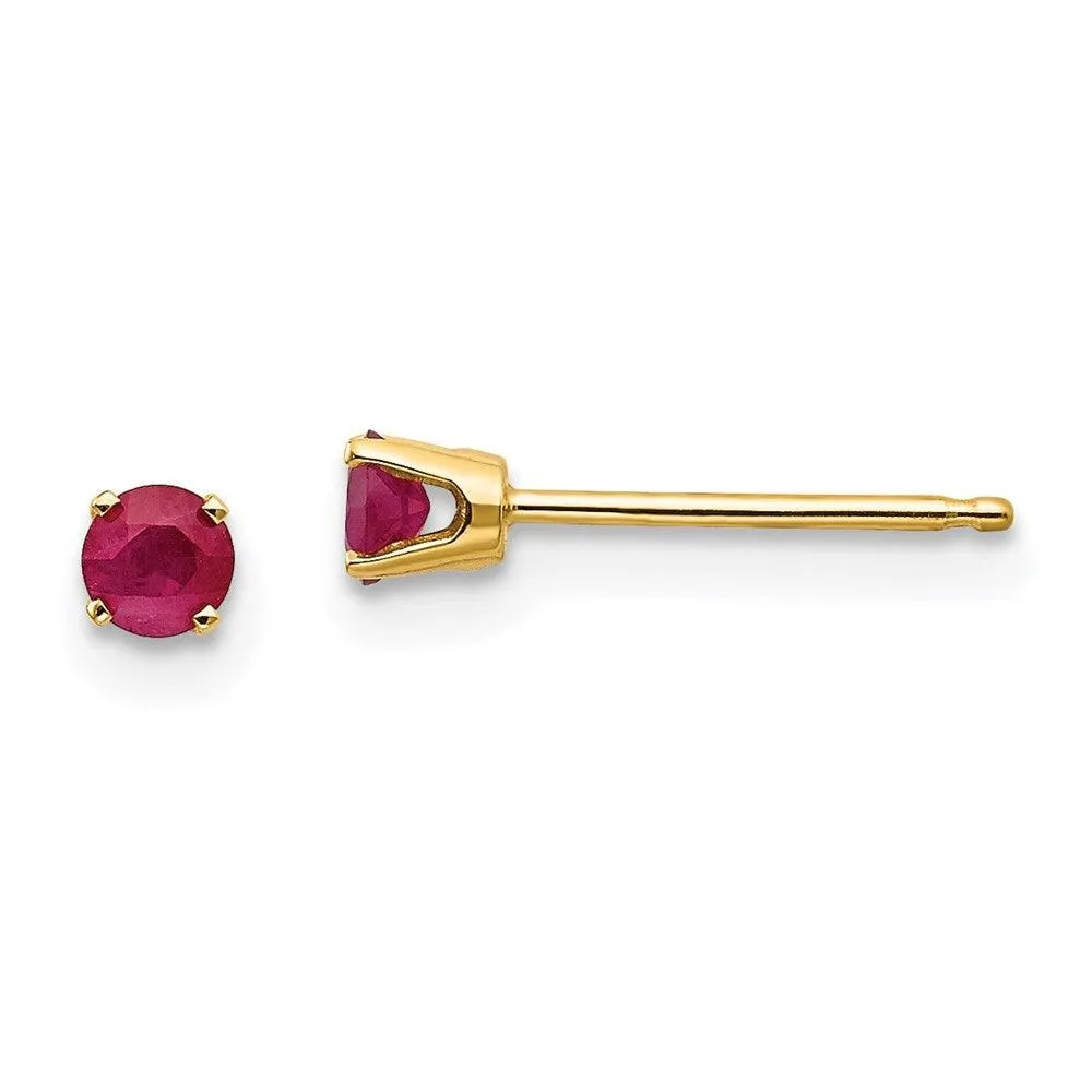 14k 3mm July/Ruby Post Earrings 