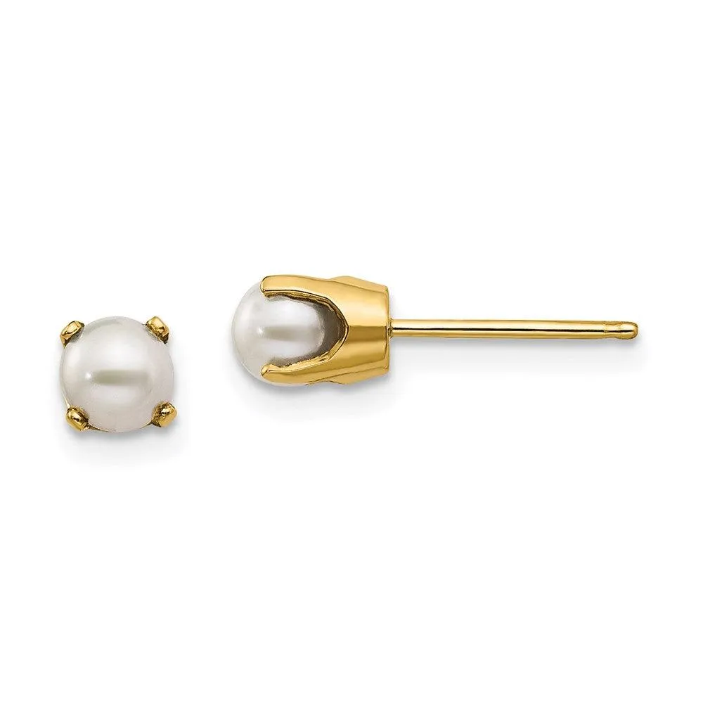 14k 4mm June/FW Cultured Pearl Post Earrings 