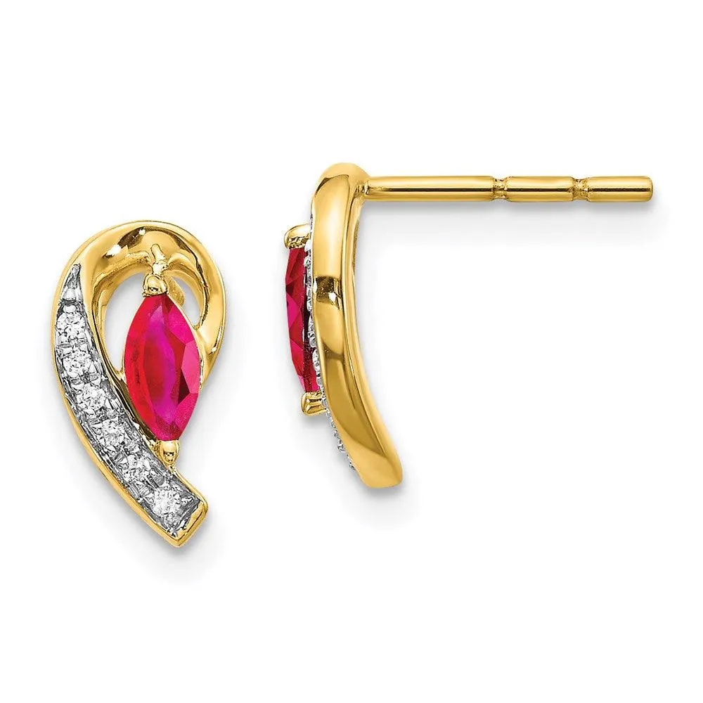 14k Diamond & Ruby Earrings 