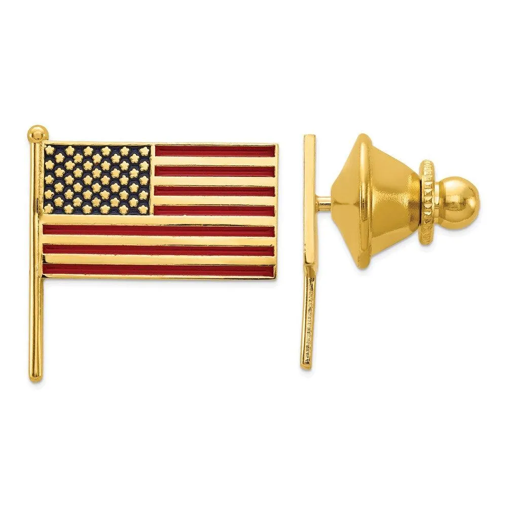 14k Enameled Flag Tie Tac 