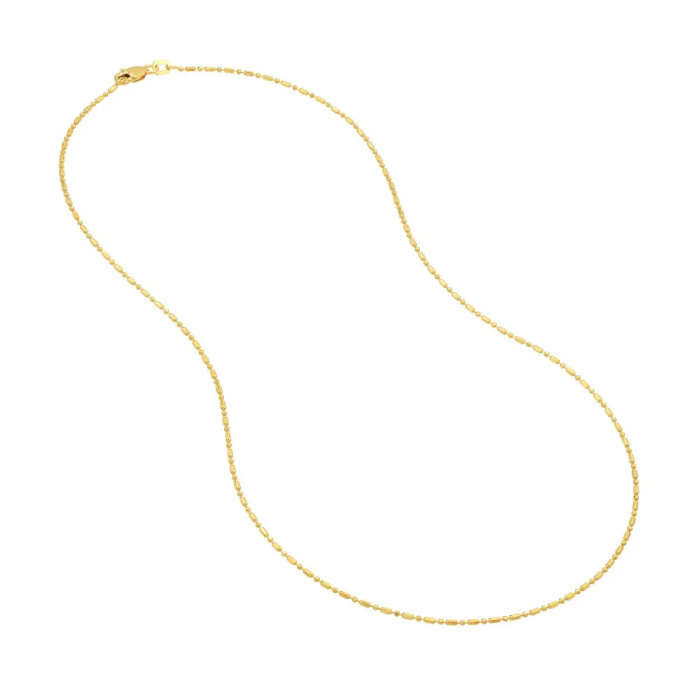 14k Gold 1.2mm Beaded Chain Necklace