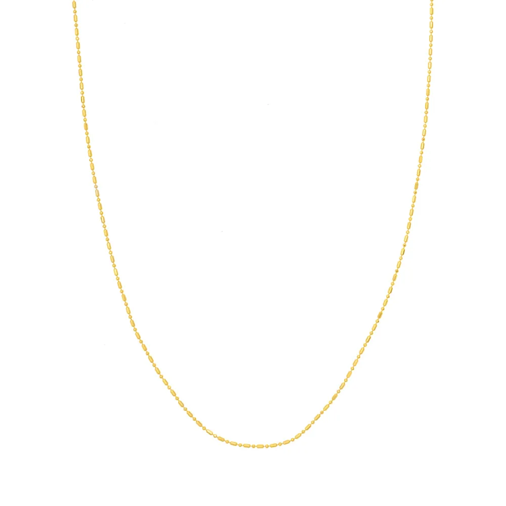 14k Gold 1.2mm Beaded Chain Necklace 