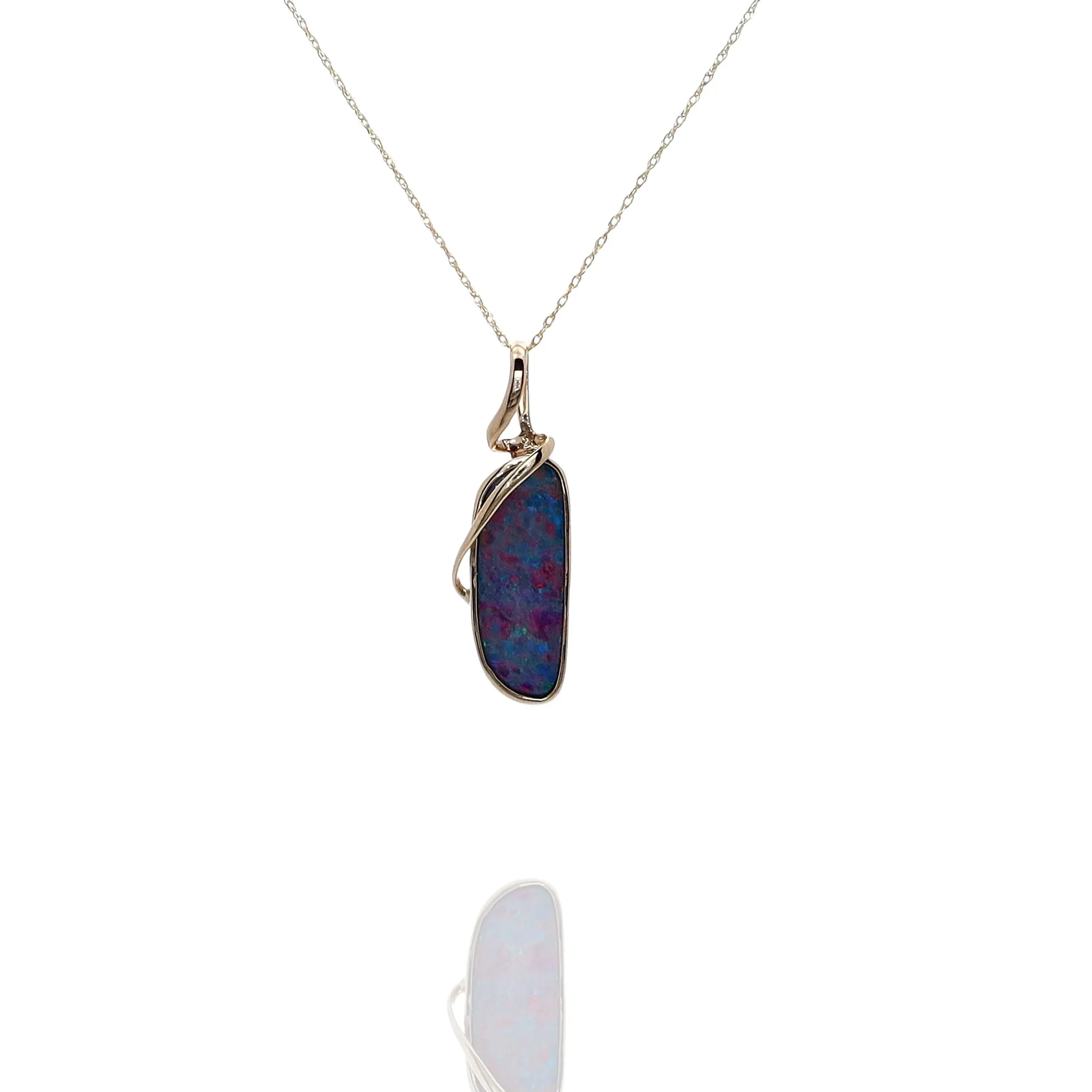 14k Gold Australian Opal Doublet Pendant 