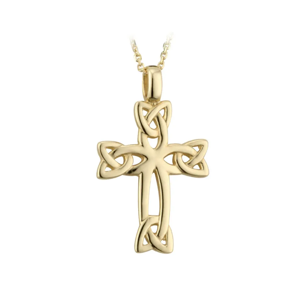 14k Gold Celtic Cross Pendant Necklace 