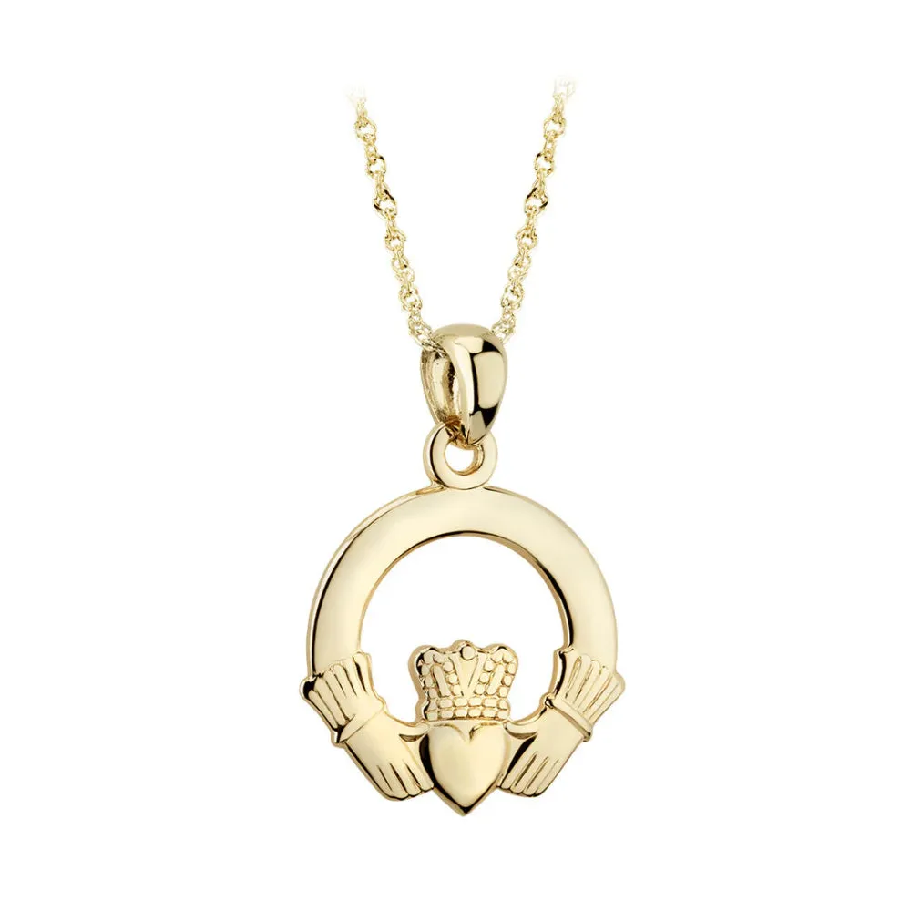 14k Gold Claddagh Pendant Necklace 