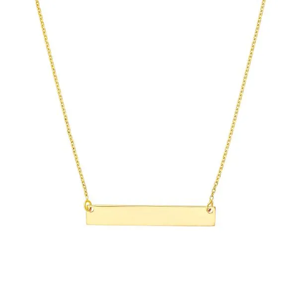 14k Gold Engravable Mini Bar Necklace 