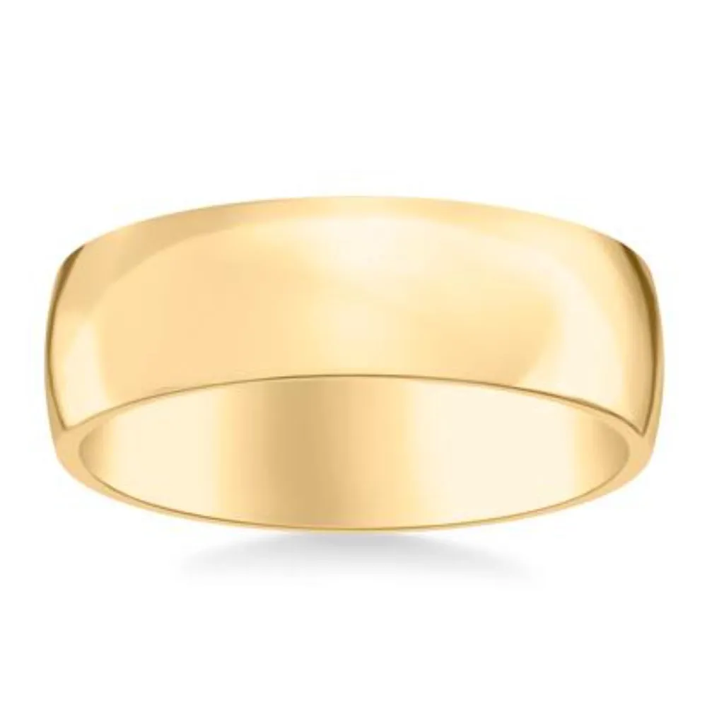 14k Gold European Fit Polished Wedding Band 7mm 