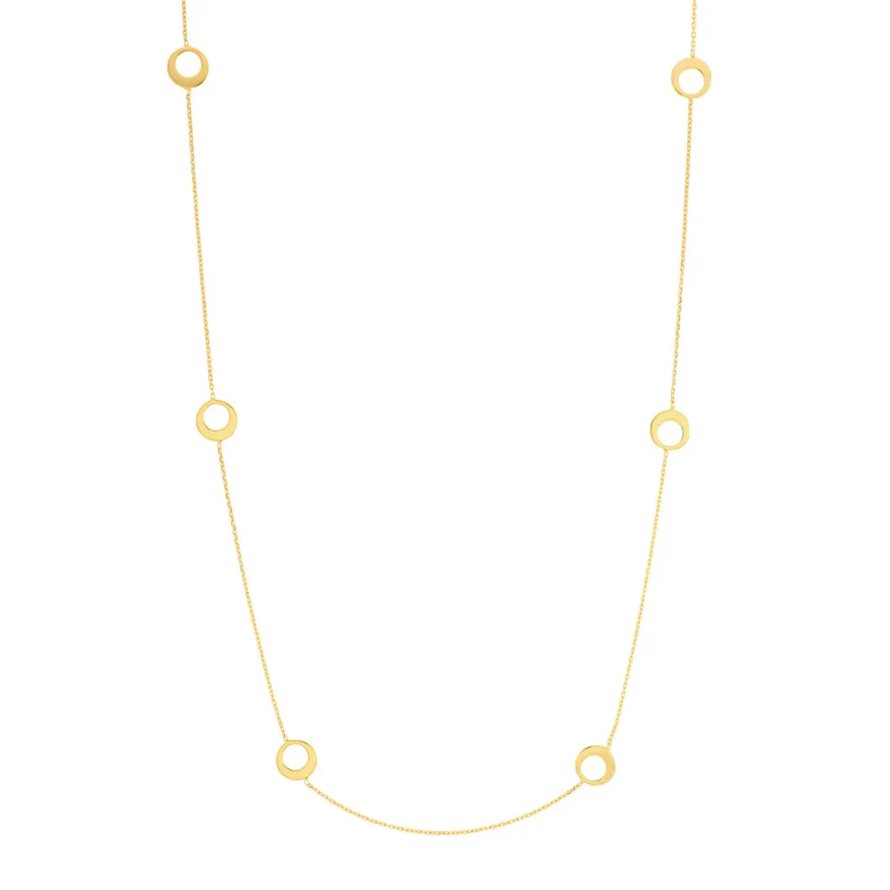 14k Gold Half Circle Stations Necklace 