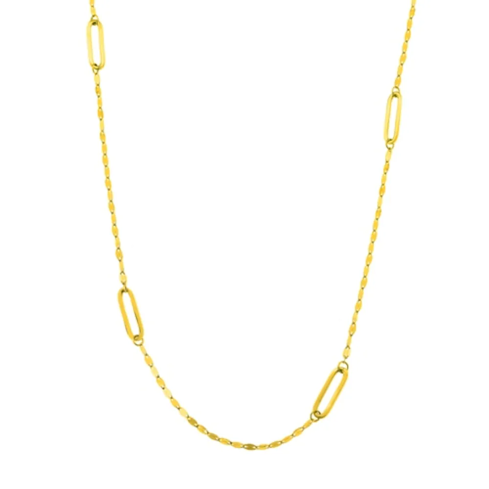 14k Gold Hammered Link Station Necklace 