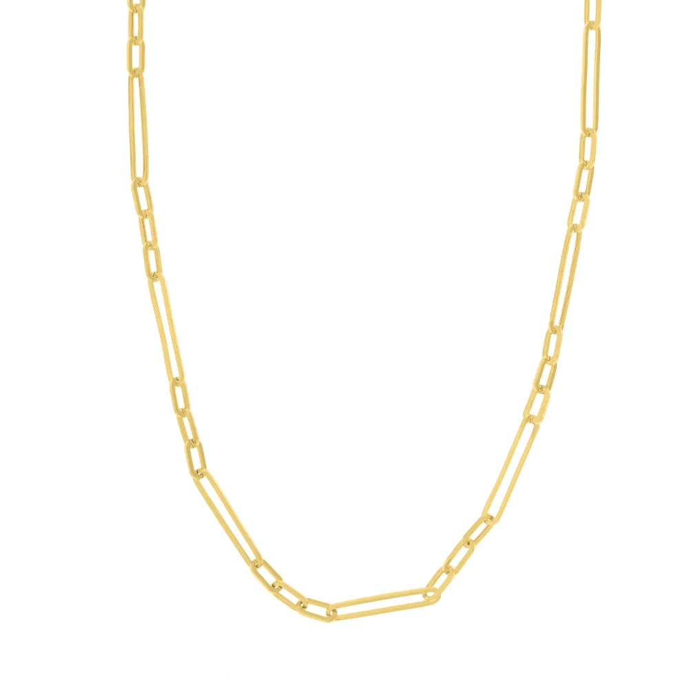 14k Gold Paper Clip Chain Necklace 