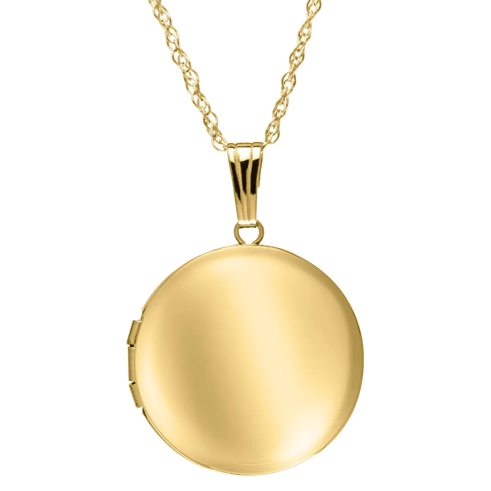 14k Gold Round Locket Necklace 