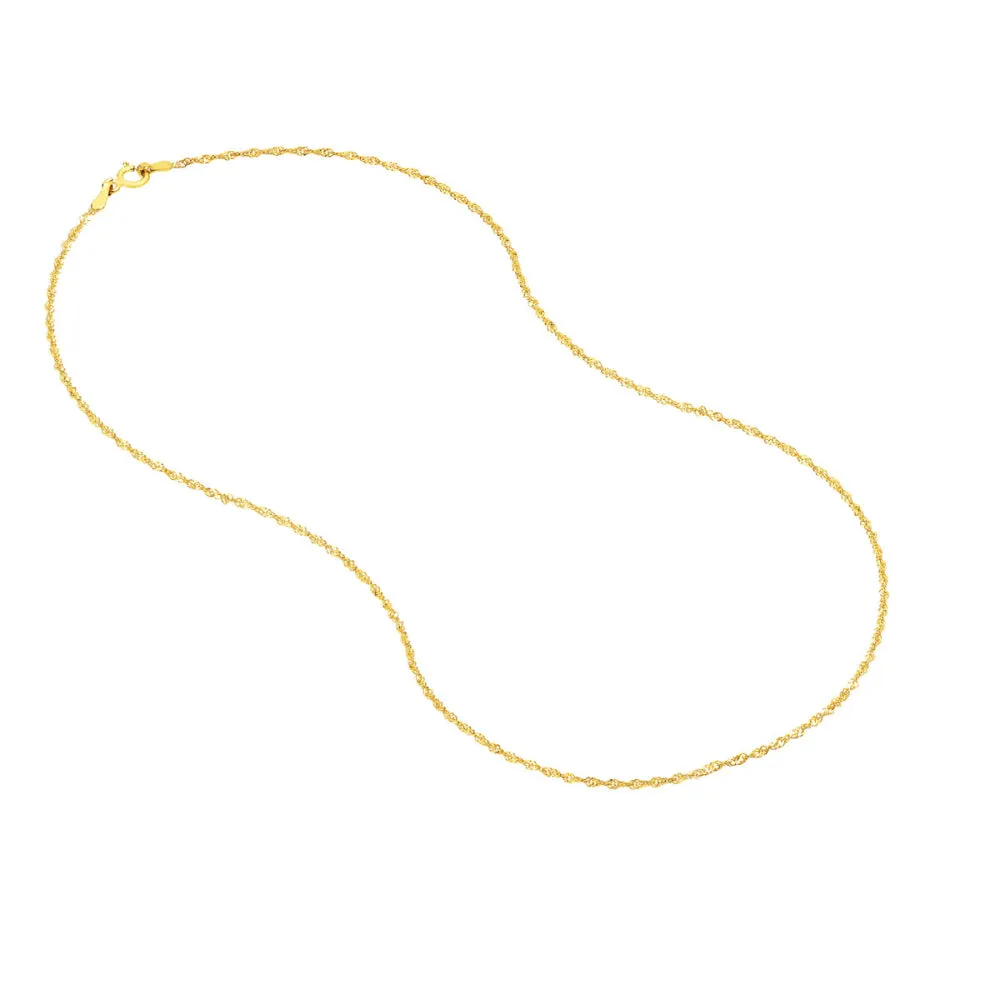 14k Gold Singapore Chain Necklace, 18"