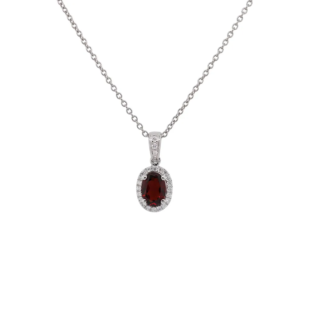 14k Oval Gemstone and Diamond Pendant