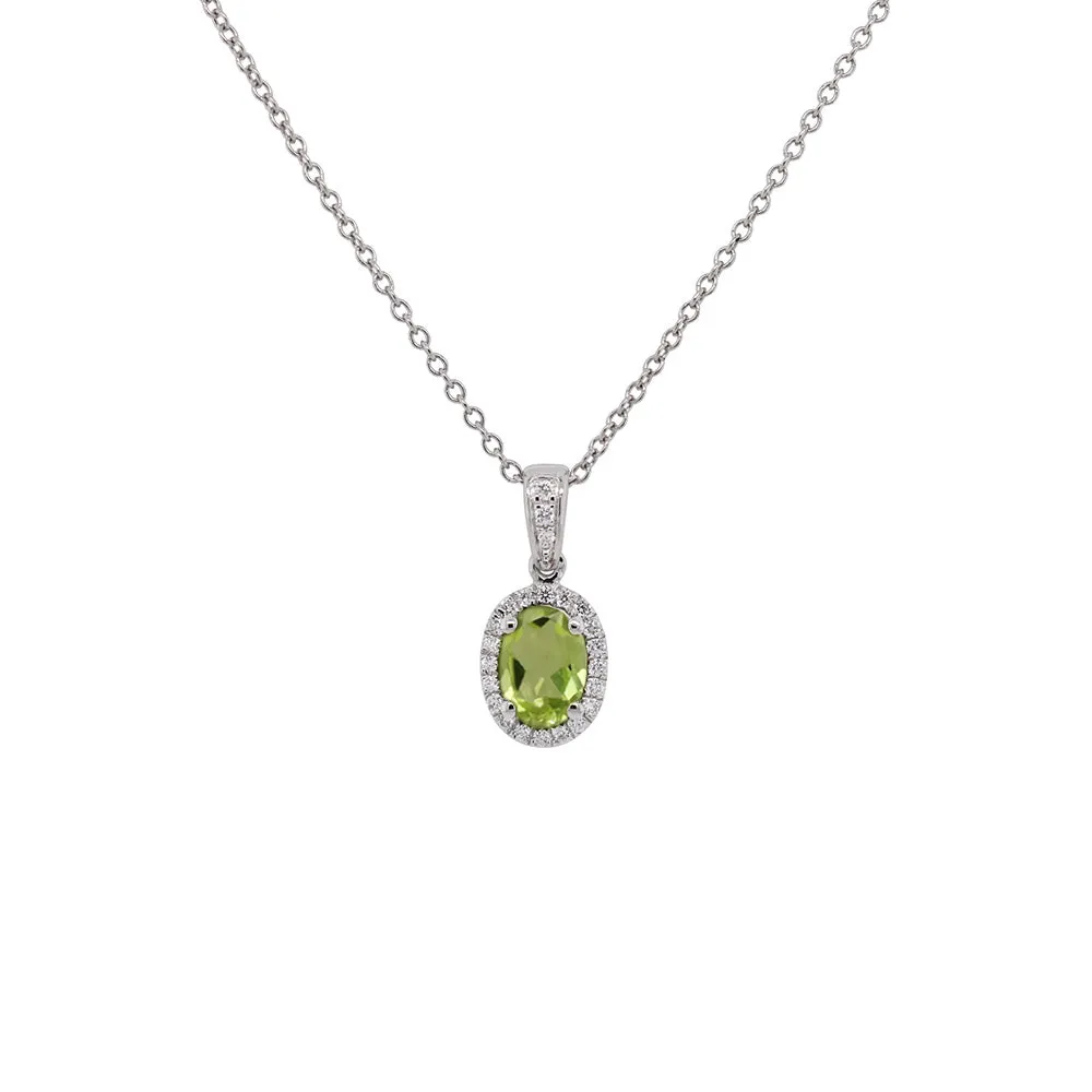 14k Oval Gemstone and Diamond Pendant 