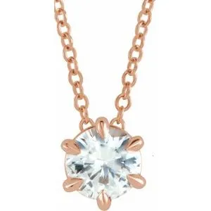 14K Rose 1/2 CT Natural Diamond Solitaire 16-18" Necklace 