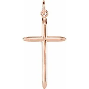 14K Rose 25.7x14 mm Cross Pendant