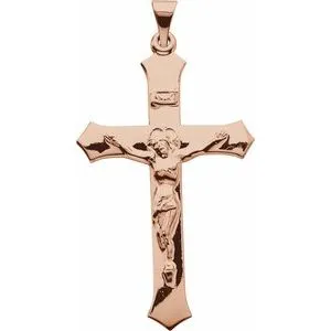 14K Rose 47.3x25.5 mm Crucifix Pendant 