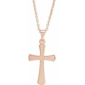 14K Rose Cross 18" Necklace 