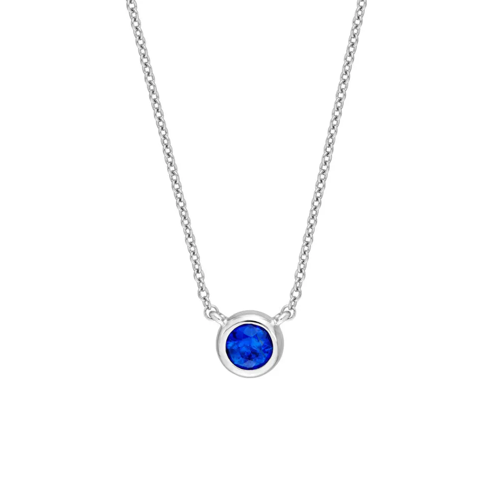 14k Sapphire Stone Bezel Necklace 