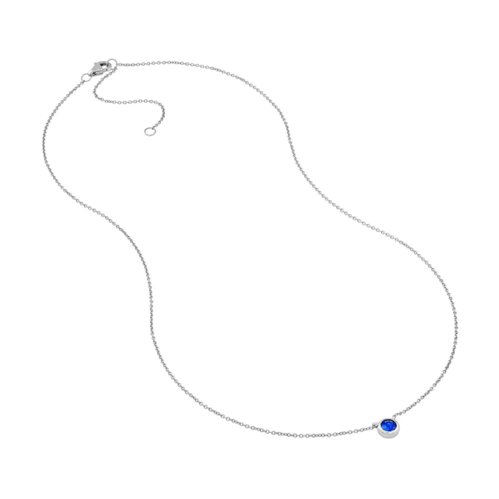 14k Sapphire Stone Bezel Necklace