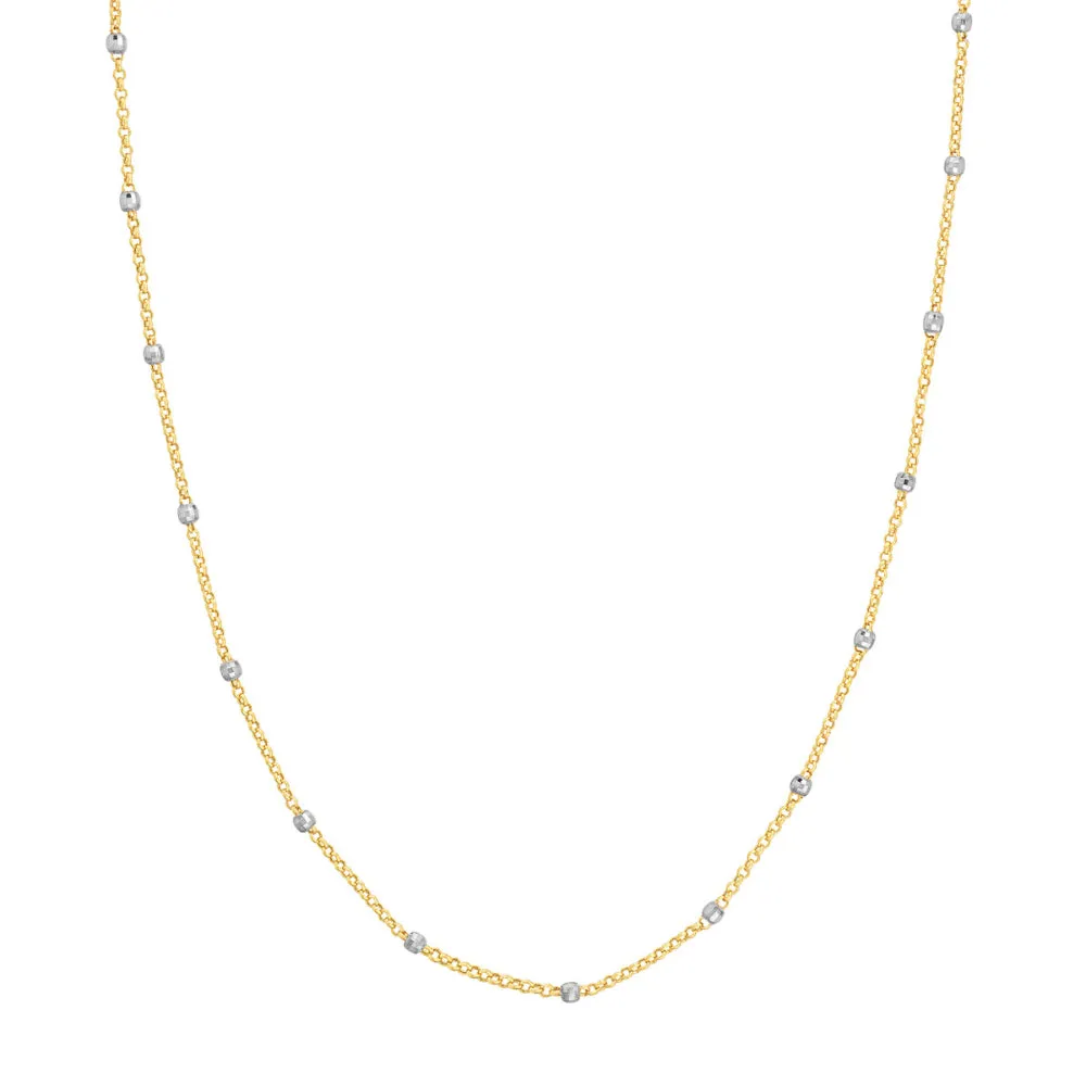 14k Two-Tone Disco Bead Chain Necklace 