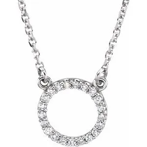 14K White .08 CTW Natural Diamond Circle 16" Necklace 