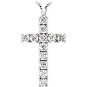 14K White 1 1/5 CTW Lab-Grown Diamond Cross Pendant 