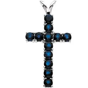 14K White 1 1/5 CTW Lab-Grown Diamond Cross Pendant