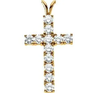 14K White 1 1/5 CTW Lab-Grown Diamond Cross Pendant