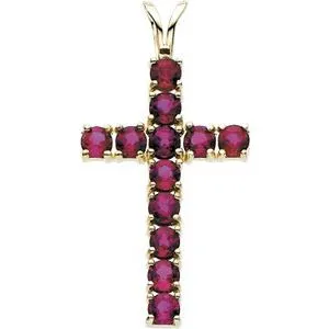 14K White 1 1/5 CTW Lab-Grown Diamond Cross Pendant