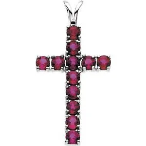 14K White 1 1/5 CTW Lab-Grown Diamond Cross Pendant