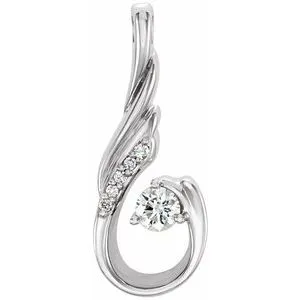 14K White 1/10 CTW Natural Diamond Pendant 