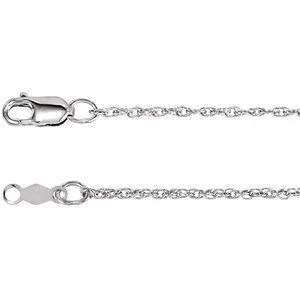 14K White 1.25 mm Rope 16" Chain 