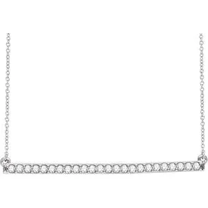 14K White 1/3 CTW Natural Diamond Bar 16-18" Necklace 
