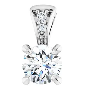 14K White 1/4 Natural Diamond Pendant 