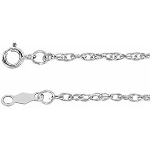 14K White 1.5 mm Rope 16" Chain 