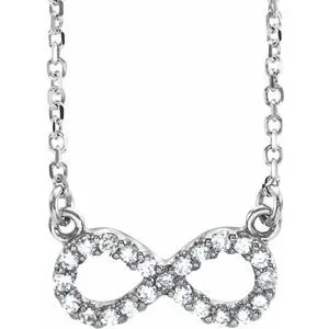 14K White 1/6 CTW Natural Diamond Infinity 17" Necklace 