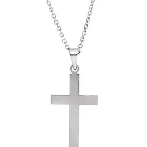 14K White 18 x 12 mm Cross 18" Necklace 