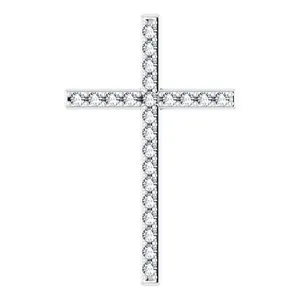 14K White 5/8 CTW Natural Diamond Cross Pendant