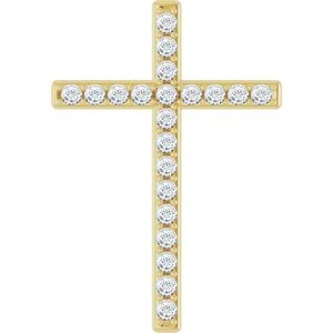 14K White 5/8 CTW Natural Diamond Cross Pendant