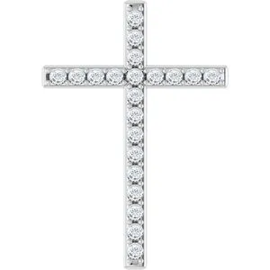 14K White 5/8 CTW Natural Diamond Cross Pendant 