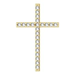 14K White 5/8 CTW Natural Diamond Cross Pendant