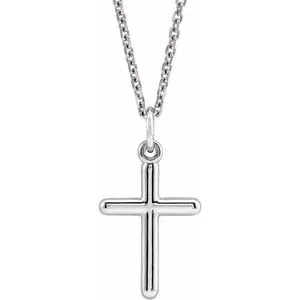 14K White Cross 18" Necklace 