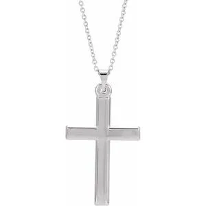 14K White Cross 18" Necklace 