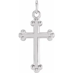 14K White Cross Pendant 