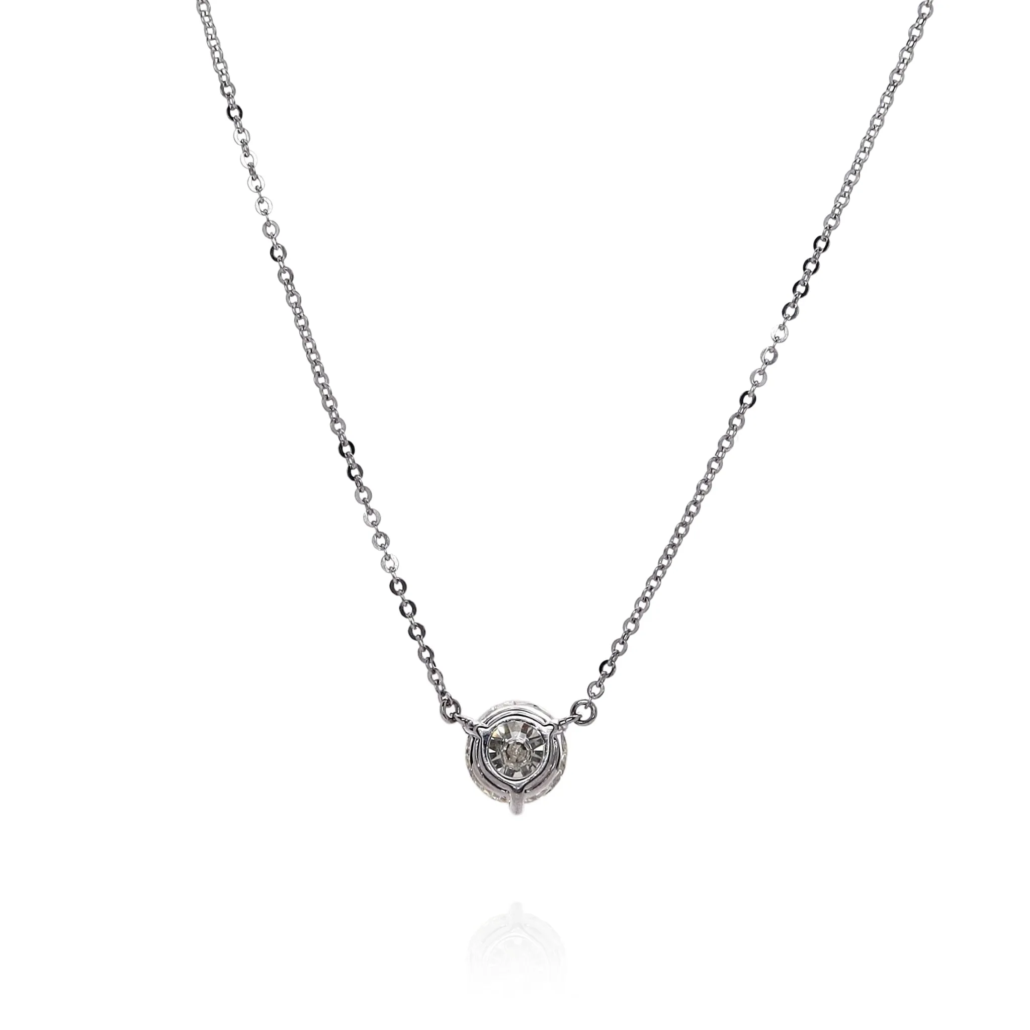 14k White Gold 1.70ct Diamond Solitaire Pendant Necklace