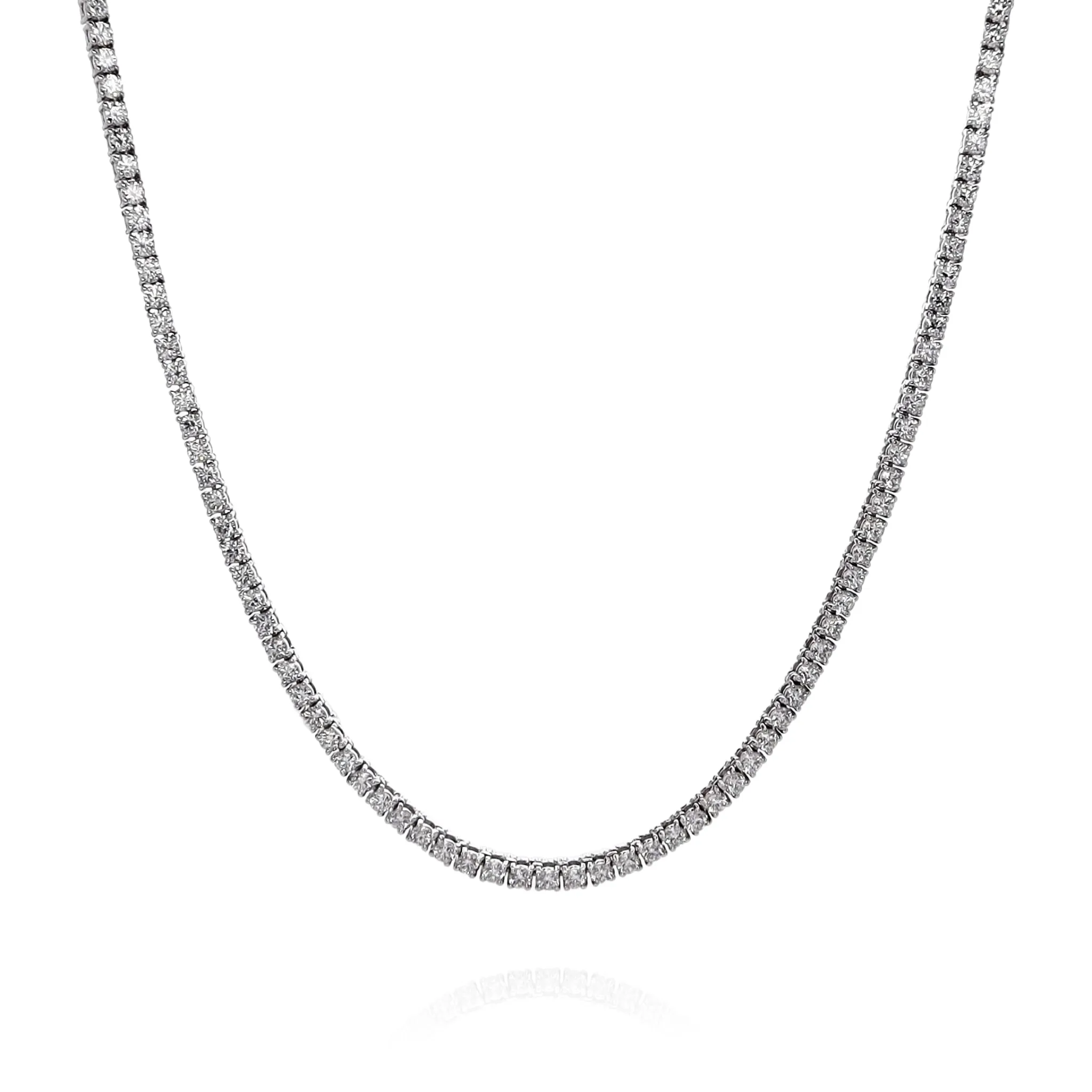 14k White Gold 30" Straight 13.40ct Diamond Necklace 