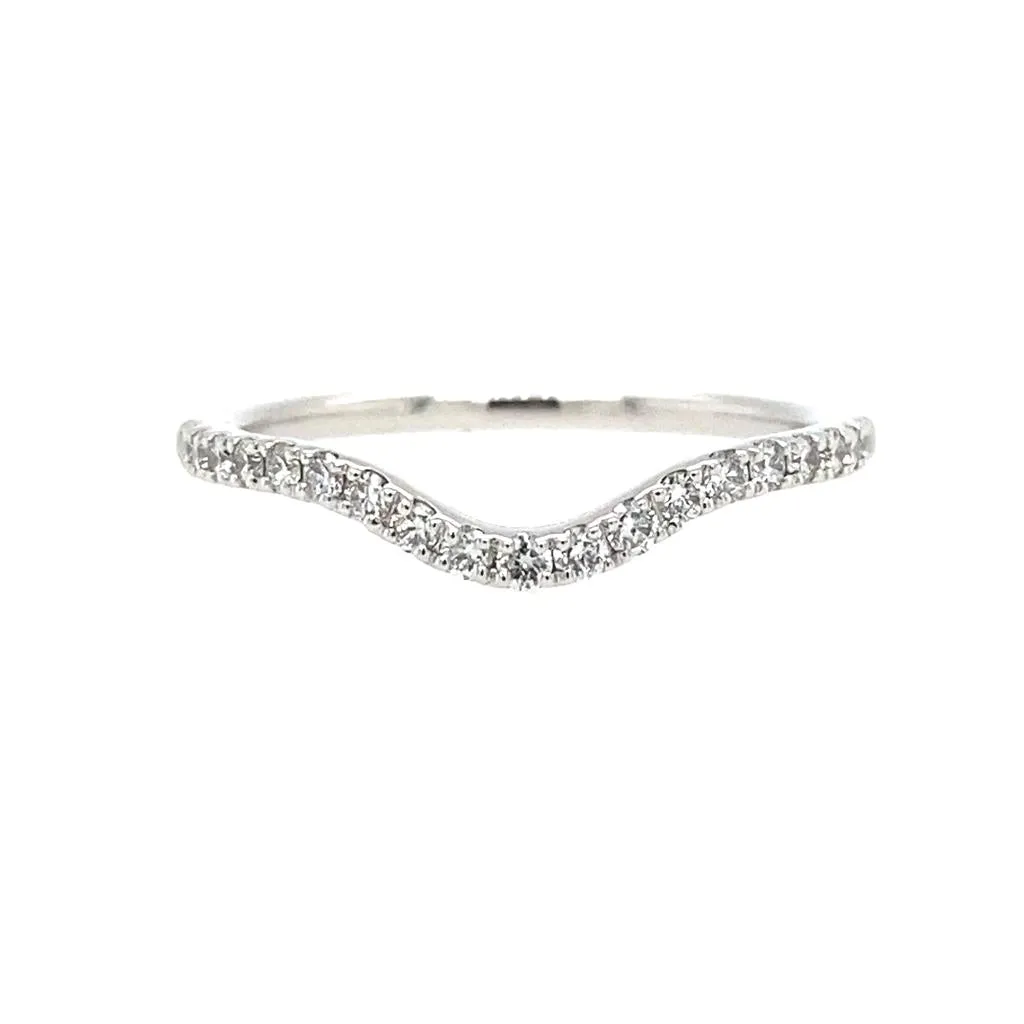 14K White Gold Curved Natural Diamonds Band 